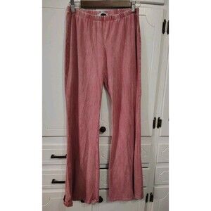 Chatoyant Pink Mineral Wash Flare Leg Yoga Pull On Pants Size Large EUC